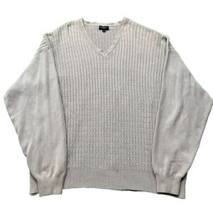 Burberry Golf Cable Knit Sweater Mens L Gray V-Neck Cotton Blend Vintage